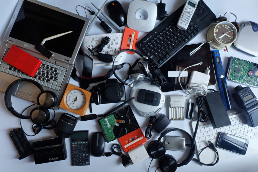 pile of electronics in home that needs to be removed and donated if in good use